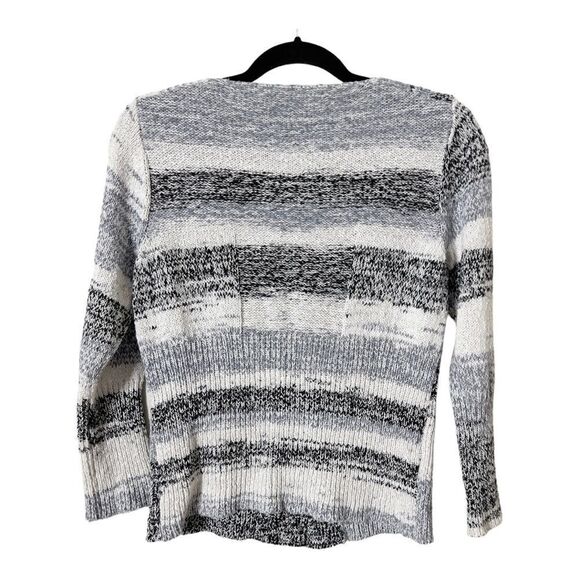 Curio Long Sleeve Black Gray White Snap Down Button Detail Knit Cardigan Size MP - Picture 2 of 7